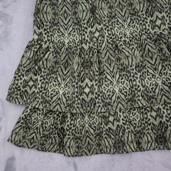 HM Skirt Womens 6 Green Animal Print A Line Layered Side Zipper Bottoms - Picture 10 of 16